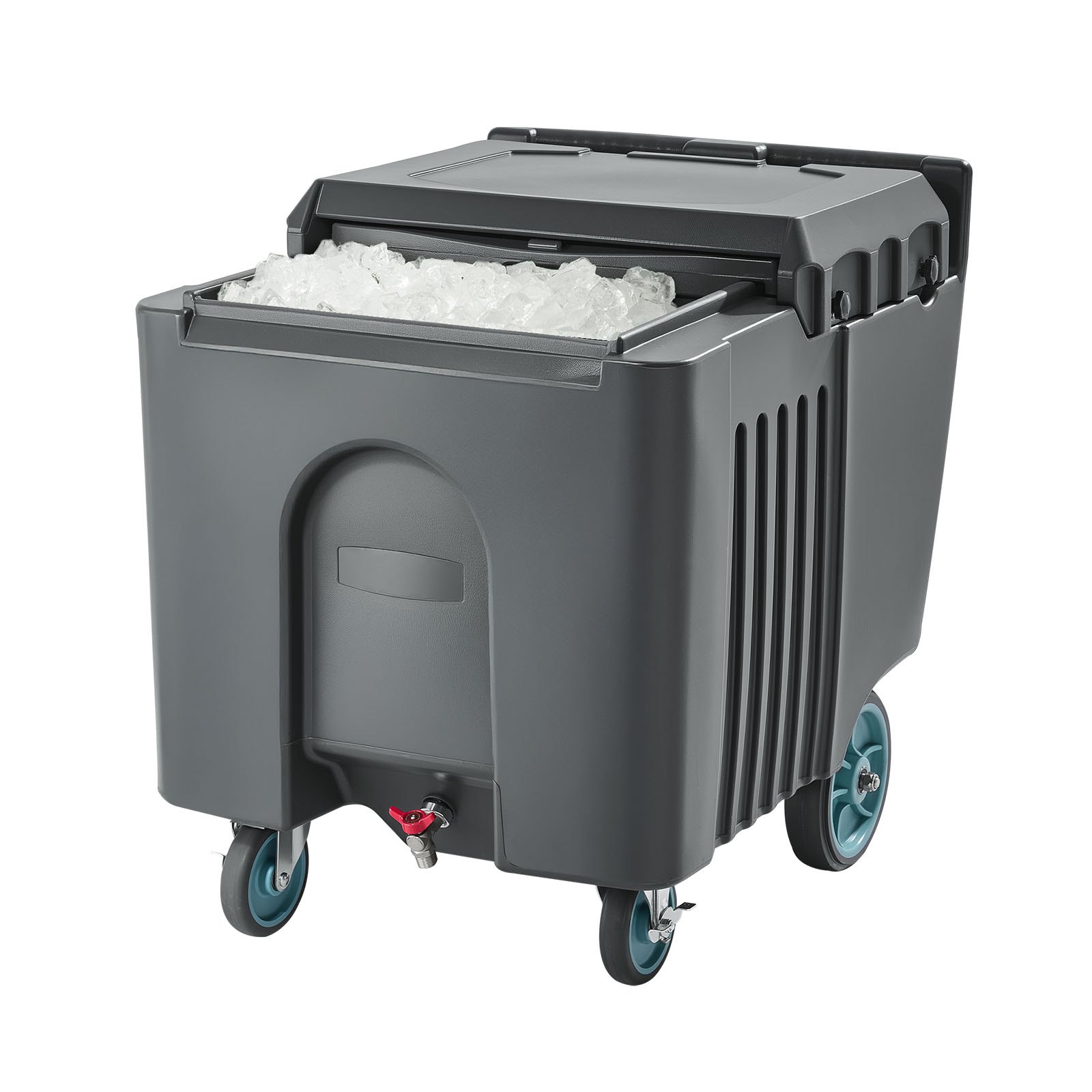 VEVOR Commercial Ice Bin, 125 lbs Portable Ice Caddy, 31.5 x 22.8 x 29 inch Insulated Ice Carrier with 4 Wheels and Flip Lid, Large Ice Bin for Catering, Kitchens, Bistros, Restaurants, and Bars