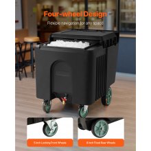 VEVOR Commercial Ice Bin 61.6 L Portable Ice Caddy with Sliding Lid and 4 Wheels