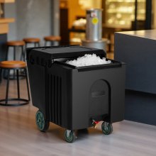 VEVOR Commercial Ice Bin 61.6 L Portable Ice Caddy with Sliding Lid and 4 Wheels