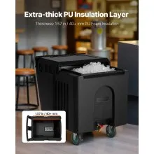 Commercial Ice Bin 61.6 L Portable Ice Caddy with Sliding Lid and Four Wheels