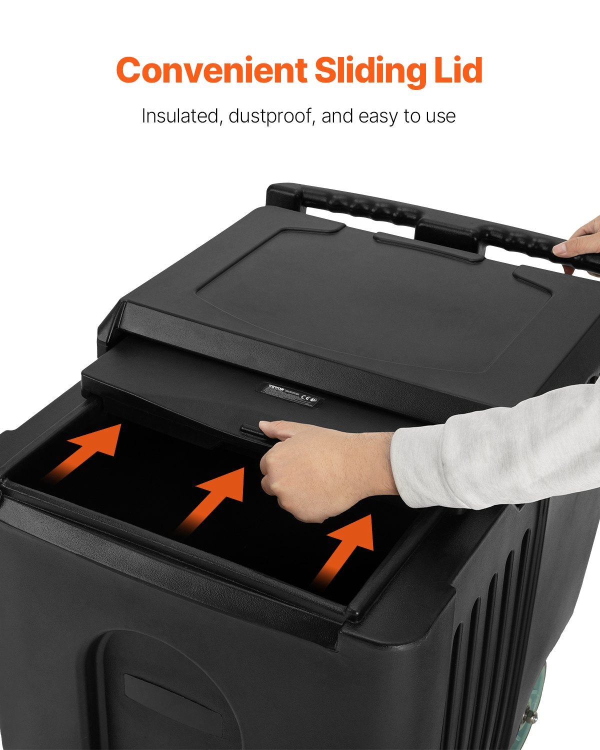 VEVOR Commercial Ice Bin, 125 lbs Portable Ice Caddy, 31.5 x 22.8 x 29 inch Insulated Ice Carrier with 4 Wheels and Sliding Lid, Large Ice Bin for Catering, Kitchens, Bistros, Restaurants, and Bars