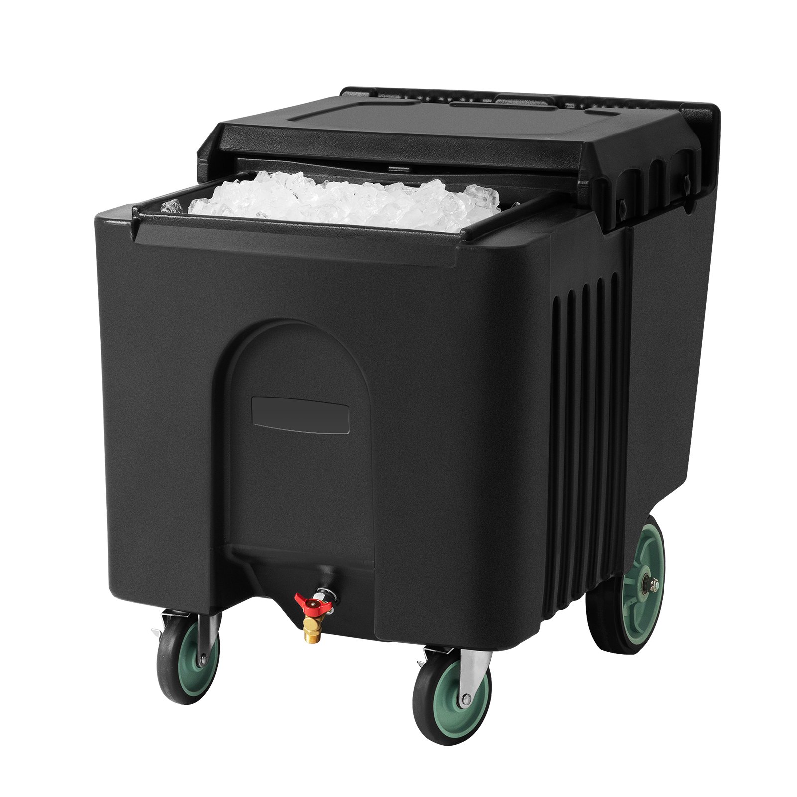 VEVOR Commercial Ice Bin, 125 lbs Portable Ice Caddy, 31.5 x 22.8 x 29 inch Insulated Ice Carrier with 4 Wheels and Sliding Lid, Large Ice Bin for Catering, Kitchens, Bistros, Restaurants, and Bars