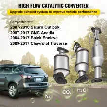 VEVOR Catalytic Converter, 3 Pcs Exhaust Pipe Stainless Steel High Flow Cat, for Chevrolet Traverse 09-17 3.6L V6/Buick Enclave 07-10/GMC Acadia 07-17/Saturn Outlook 3.6L 07-10 (EPA Compliant)