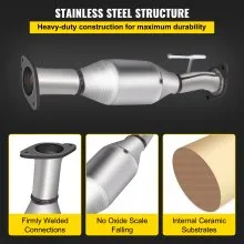 VEVOR Catalytic Converter, 3 Pcs Exhaust Pipe Stainless Steel High Flow Cat, for Chevrolet Traverse 09-17 3.6L V6/Buick Enclave 07-10/GMC Acadia 07-17/Saturn Outlook 3.6L 07-10 (EPA Compliant)