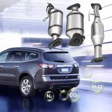 VEVOR Catalytic Converter, 3 Pcs Exhaust Pipe Stainless Steel High Flow Cat, for Chevrolet Traverse 09-17 3.6L V6/Buick Enclave 07-10/GMC Acadia 07-17/Saturn Outlook 3.6L 07-10 (EPA Compliant)