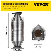 VEVOR Catalytic Converter Compatible with 1998-2002 Honda Accord 2.3L, Direct-Fit High Flow Series Cat Converter, Stainless Steel Exhaust Converter Pipe w/Flange Design & Gasket (OBD III Compliant)