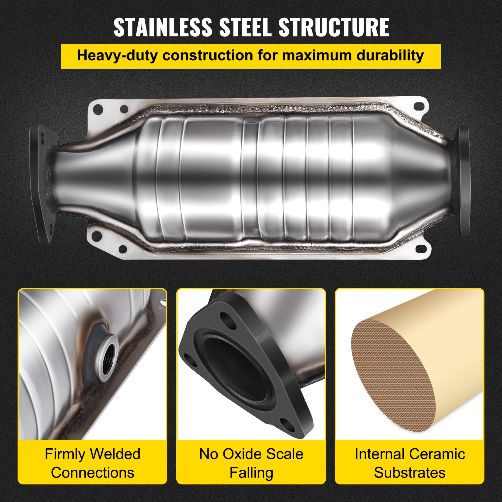 VEVOR Catalytic Converter Compatible with 1998-2002 Honda Accord 2.3L, Direct-Fit High Flow Series Cat Converter, Stainless Steel Exhaust Converter Pipe with Flange Design & Gasket (OBD III Compliant)