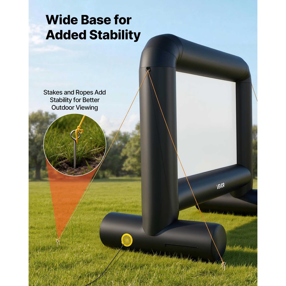 VEVOR Inflatable Movie Screen, 14 ft Outdoor Inflatable Projection Screen with Portable Storage Bag, Front/Rear Projection, Easy Set Up, Blow Up Screen for Outdoor Backyard Movie Night, Theme Parties