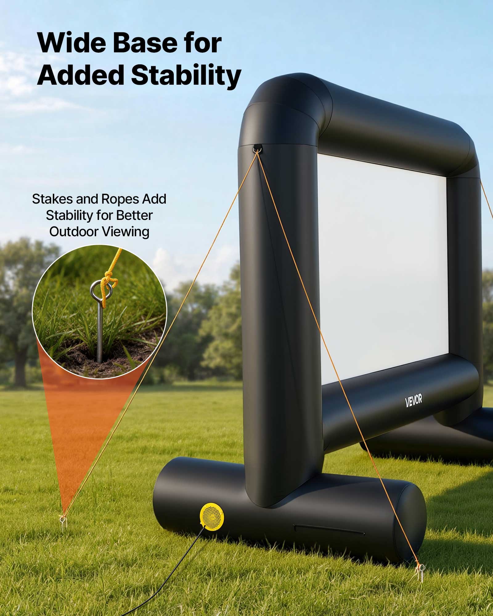 VEVOR Inflatable Movie Screen, 14 ft Outdoor Inflatable Projection Screen with Portable Storage Bag, Front/Rear Projection, Easy Set Up, Blow Up Screen for Outdoor Backyard Movie Night, Theme Parties
