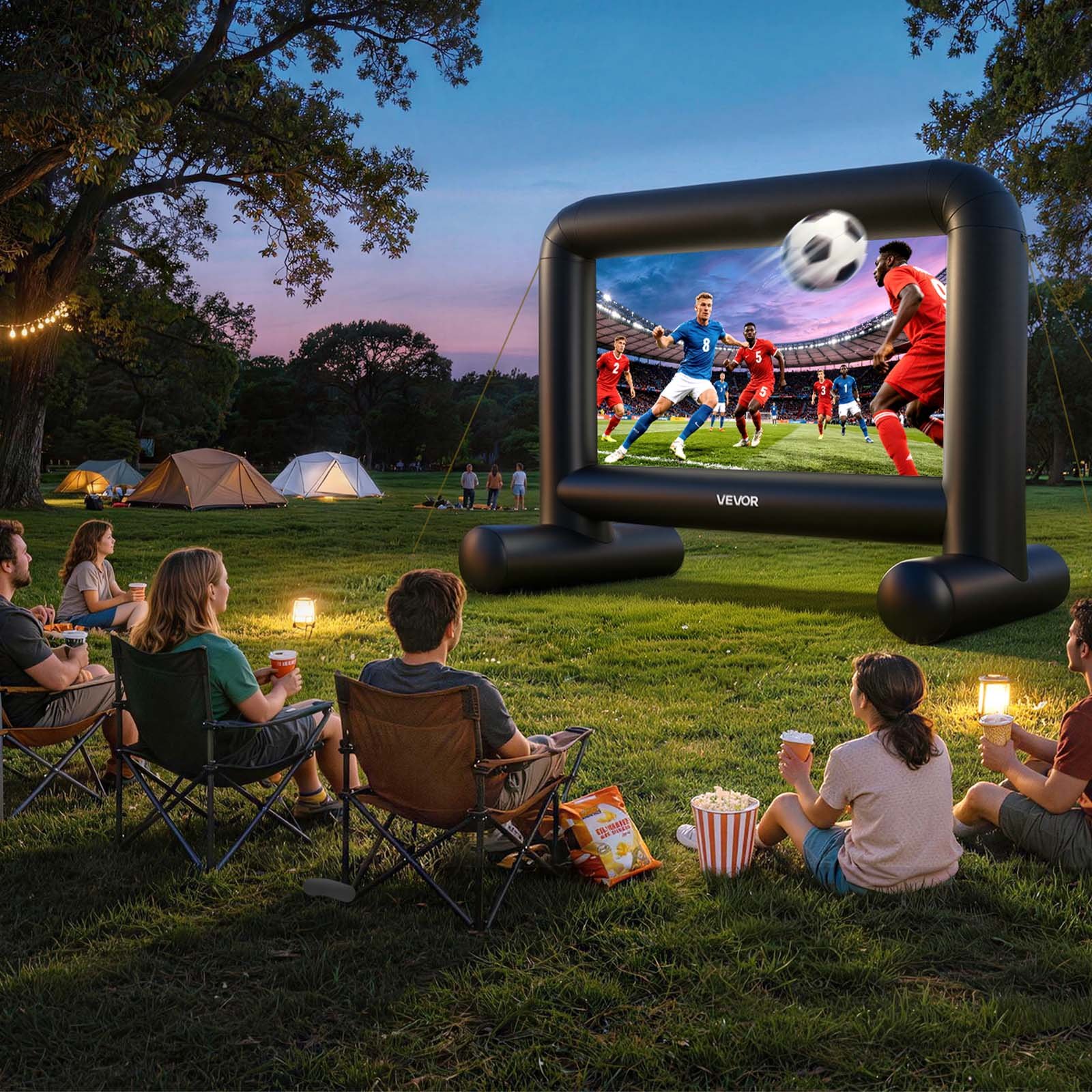 VEVOR Inflatable Movie Screen, 14 ft Outdoor Inflatable Projection Screen with Portable Storage Bag, Front/Rear Projection, Easy Set Up, Blow Up Screen for Outdoor Backyard Movie Night, Theme Parties