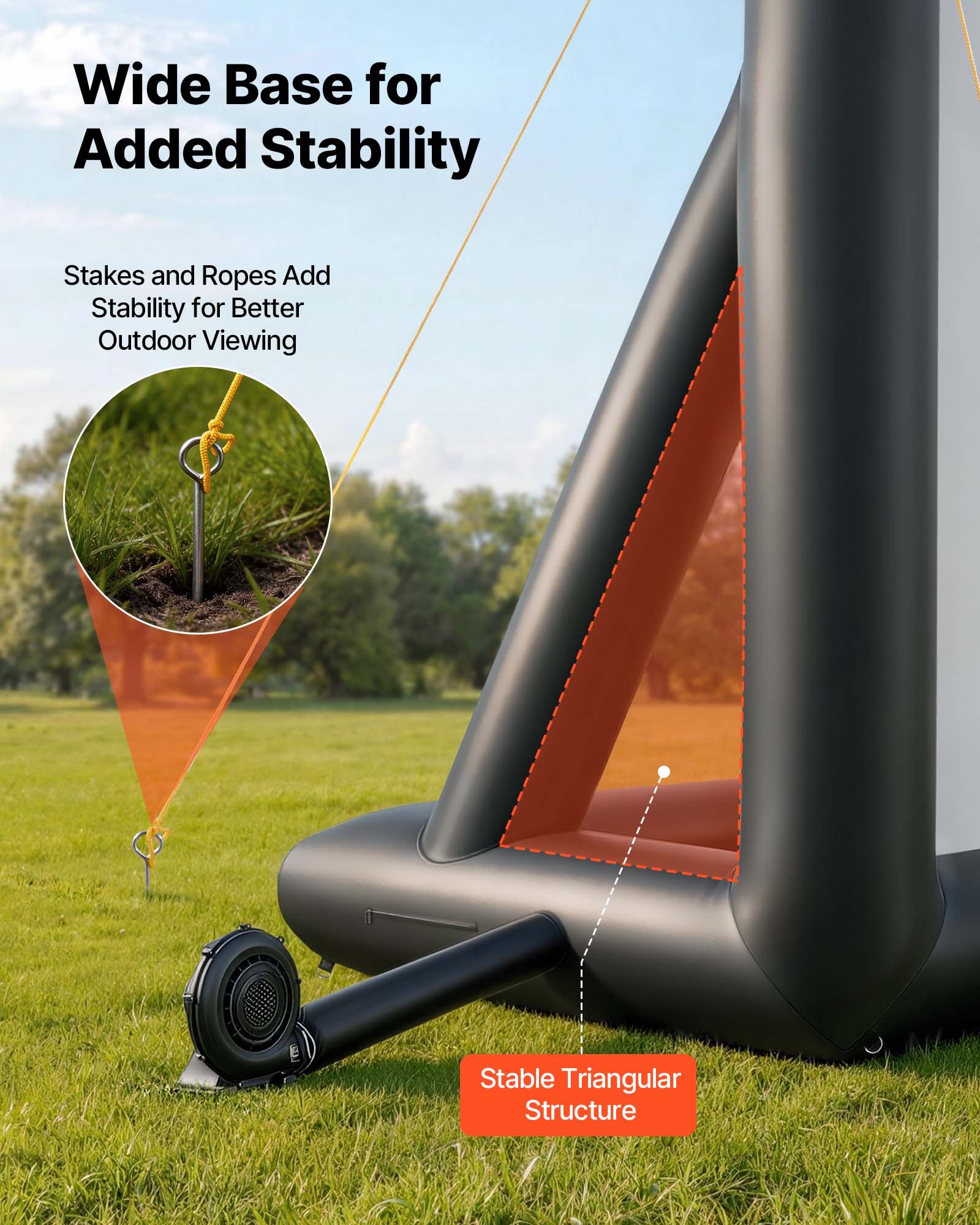 VEVOR Inflatable Movie Screen, 24 ft Outdoor Inflatable Projection Screen with Portable Storage Bag, Front/Rear Projection, Easy Set Up, Blow Up Screen for Outdoor Backyard Movie Night, Theme Parties