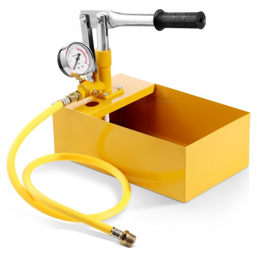 VEVOR Hydrostatic Test Pump, Max 25 bar/362 PSI, Single Valve Hydraulic Manual Water Pressure Tester Kit with Gauge 5L Water Tank, 1 m Hose with 1.27 cm External Thread Connector for Pipeline