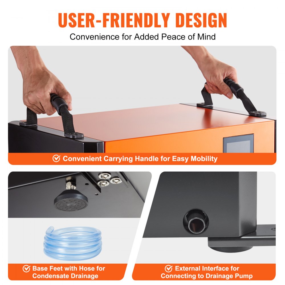 VEVOR 125 Pints Commercial Dehumidifier with Drain Hose for Crawl Spaces, Basements Warehouse & Job Sites, Large Capacity Dehumidifier for Water Damage Restoration, Auto Defrost, CSA Listed