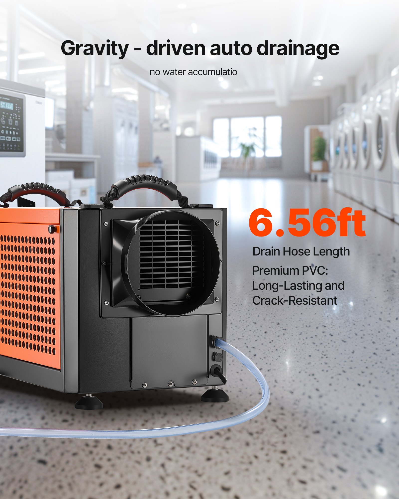 VEVOR 70 Pints Commercial Dehumidifier with Drain Hose, Portable Crawl Space Dehumidifiers for Basement Storage Room Industrial, Auto Defrost/Drainage, Heavy-duty Galvanized Steel, LED Indicate