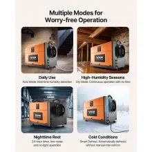 VEVOR 156 Pints Commercial Dehumidifier with Hose Auto Defrost for Crawl Space