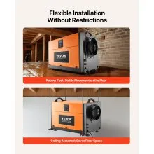 VEVOR 156 Pints Commercial Dehumidifier with Hose Auto Defrost for Crawl Space