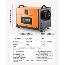 VEVOR 156 Pints Commercial Dehumidifier with Hose Auto Defrost for Crawl Space