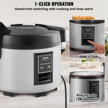VEVOR Commercial Rice Cooker 60-Cup Non-Stick Pot 13L 12H Keep Warm Restaurant