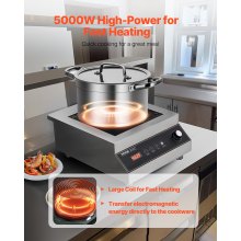 Portable Commercial Induction Cooktop 5000W Countertop Burner 16 Temp Levels