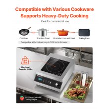 Portable Commercial Induction Cooktop 5000W Countertop Burner 16 Temp Levels