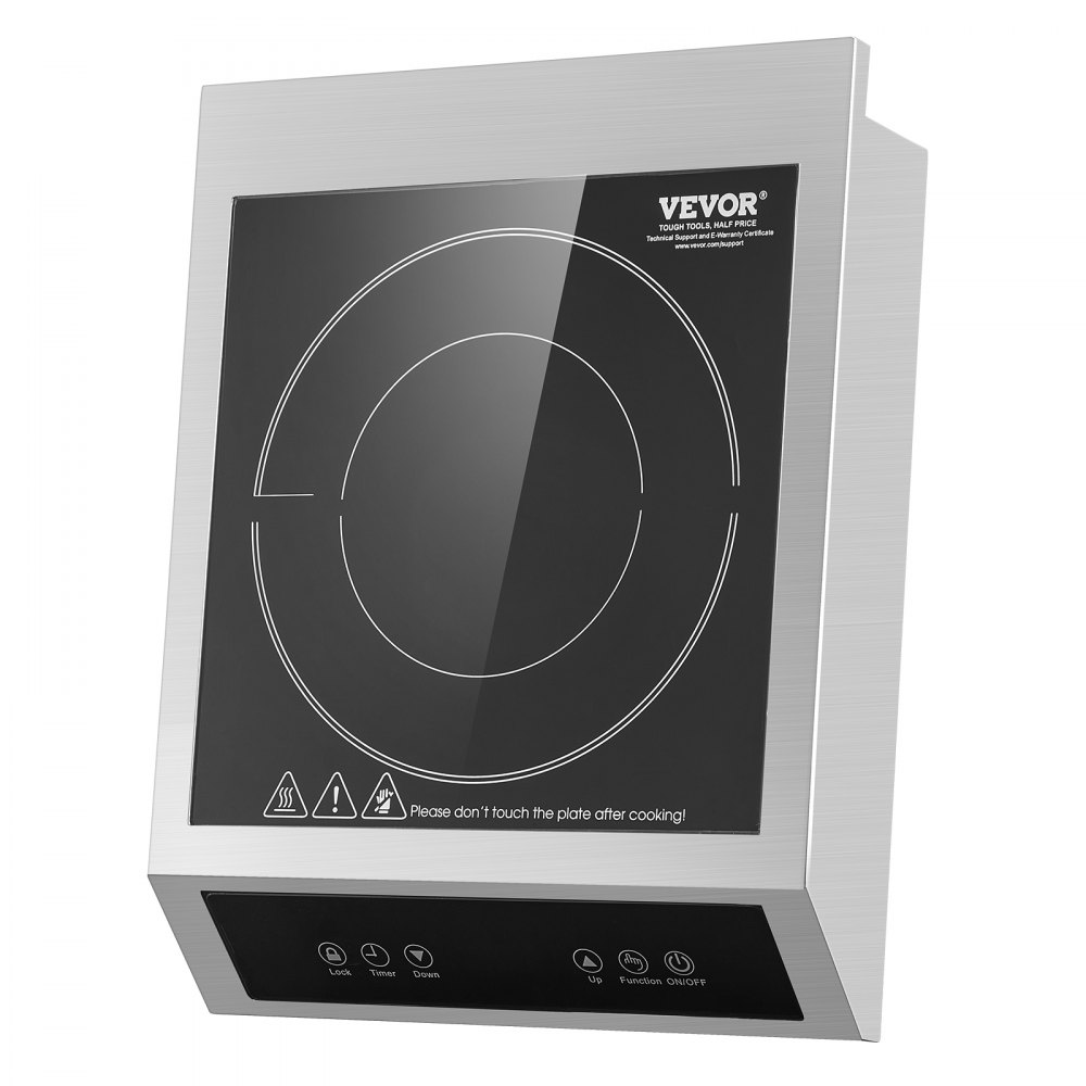 VEVOR Induction Cooktop, 3500W Commercial Induction Burner with 11-Level Temperature, Stainless Steel Countertop Induction Hot Plate with 3H Timer, Child Lock for Restaurant (6-15P Plug, 6-20R Outlet)