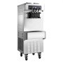 VEVOR Commercial Ice Cream Machine, 20-28L/H Yield, 2200W 3-Flavor Freestanding Soft Serve Ice Cream Maker with 2 x 6L Hoppers & Built-In Puffing Pump, Pre-Cooling Low-Mix Alert for Snack Dessert Shop