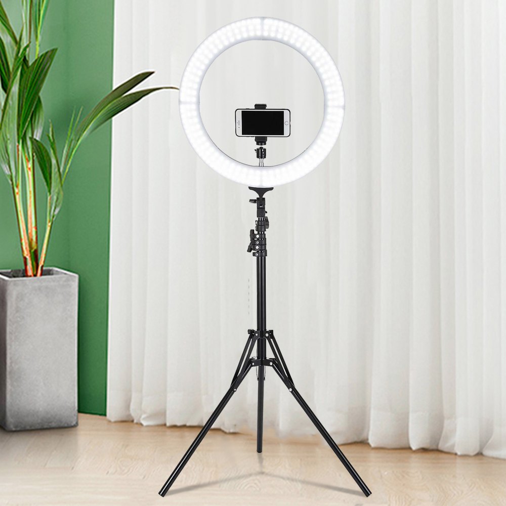 VEVOR 19inch Ring Light,LED Dimmable Ring Light 19inch,Large Ring Light with Stand Adjustable Color Temperature 2700K-5500K Diva Big Ring Light for Portrait YouTube Video Vlog and Makeup , Black