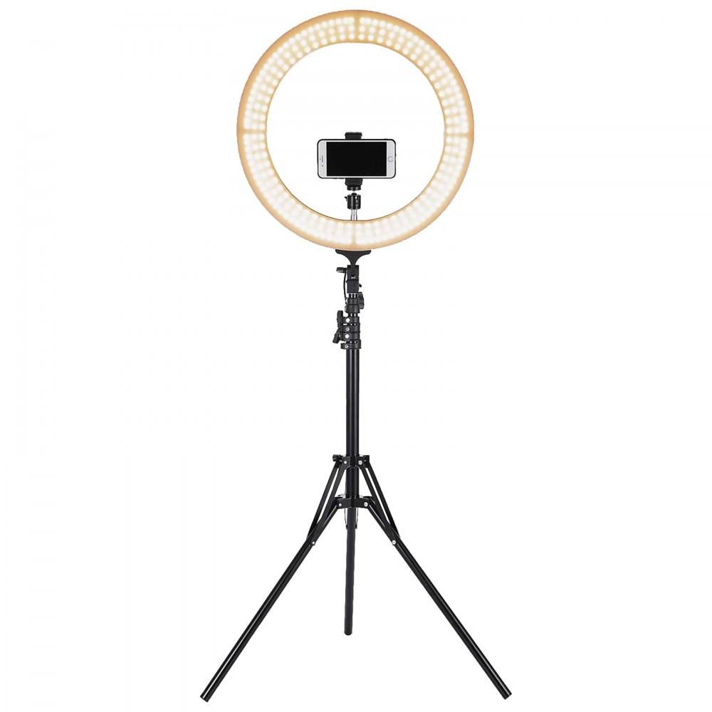 VEVOR 19inch Ring Light,LED Dimmable Ring Light 19inch,Large Ring Light with Stand Adjustable Color Temperature 2700K-5500K Diva Big Ring Light for Portrait YouTube Video Vlog and Makeup , Black