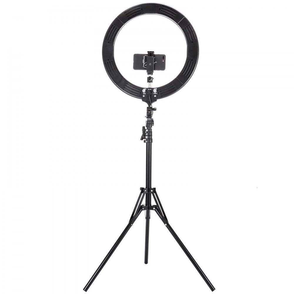 VEVOR 19inch Ring Light,LED Dimmable Ring Light 19inch,Large Ring Light with Stand Adjustable Color Temperature 2700K-5500K Diva Big Ring Light for Portrait YouTube Video Vlog and Makeup , Black