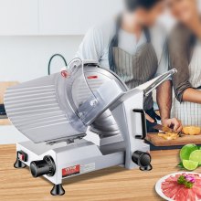 VEVOR Commercial Meat Slicer, 240W Electric Deli Food Slicer, 10 inch Carbon Steel Blade Electric Food Slicer, 350-400RPM Meat Slicer, 0 - 0.47 inch Adjustable Thickness for Commercial and Home Use