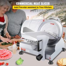 VEVOR Commercial Meat Slicer, 240W Electric Deli Food Slicer, 10 inch Carbon Steel Blade Electric Food Slicer, 350-400RPM Meat Slicer, 0 - 0.47 inch Adjustable Thickness for Commercial and Home Use