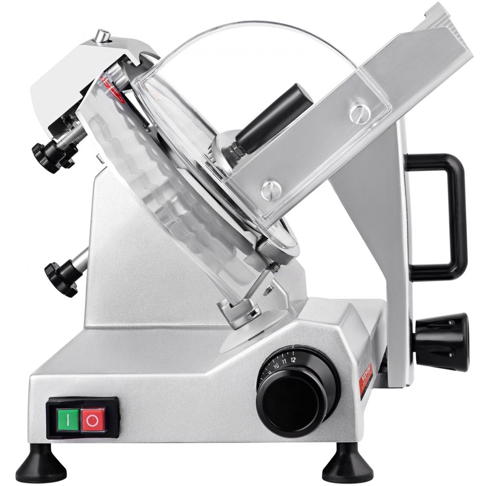 VEVOR Commercial Meat Slicer, 200W Electric Deli Food Slicer, 350-400RPM Meat Slicer with 20.3 cm Carbon Steel Blade, 0 - 1.2 cm Adjustable Thickness Electric Meat Slicer for Home and Commercial Use