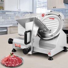 VEVOR Commercial Meat Slicer, 200W Electric Deli Food Slicer, 350-400RPM Meat Slicer with 8" Carbon Steel Blade, 0 - 0.47 inch Adjustable Thickness Electric Meat Slicer for Home and Commercial Use