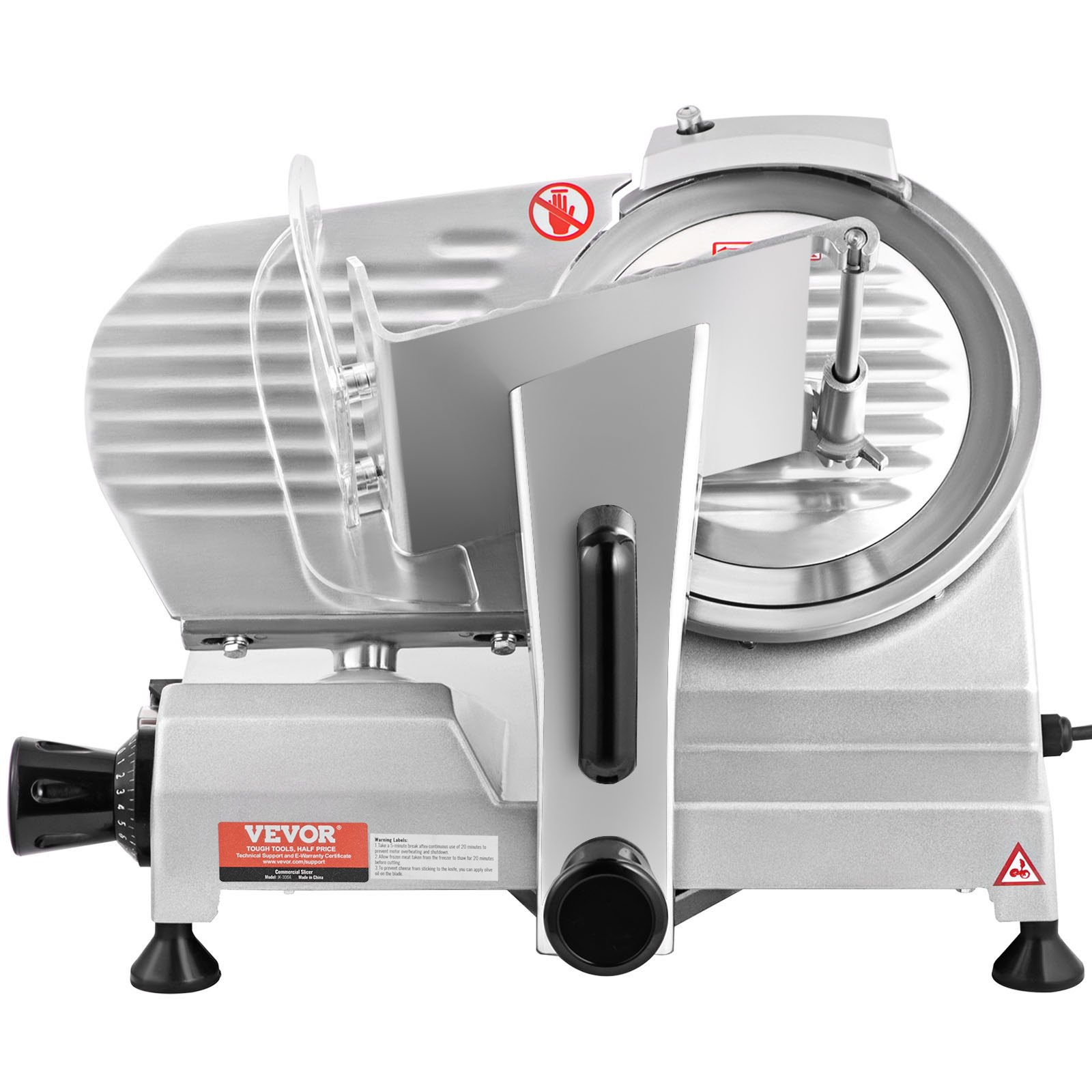 VEVOR Commercial Meat Slicer, 200W Electric Deli Food Slicer, 350-400RPM Meat Slicer with 20.3 cm Carbon Steel Blade, 0 - 1.2 cm Adjustable Thickness Electric Meat Slicer for Home and Commercial Use