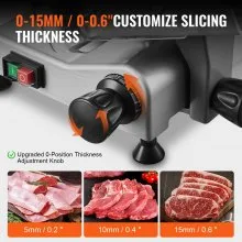 VEVOR Meat Slicer, 340W Electric Deli Food Slicer with 10" SUS420 Stainless Steel Blade and Built-in Sharpening Stone, 0-0.6 inch Adjustable Thickness for Commercial and Home Use, Cut Meat and Cheese