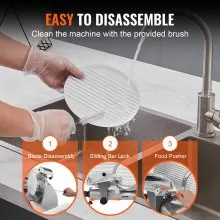 VEVOR Meat Slicer, 340W Electric Deli Food Slicer with 10" SUS420 Stainless Steel Blade and Built-in Sharpening Stone, 0-0.6 inch Adjustable Thickness for Commercial and Home Use, Cut Meat and Cheese