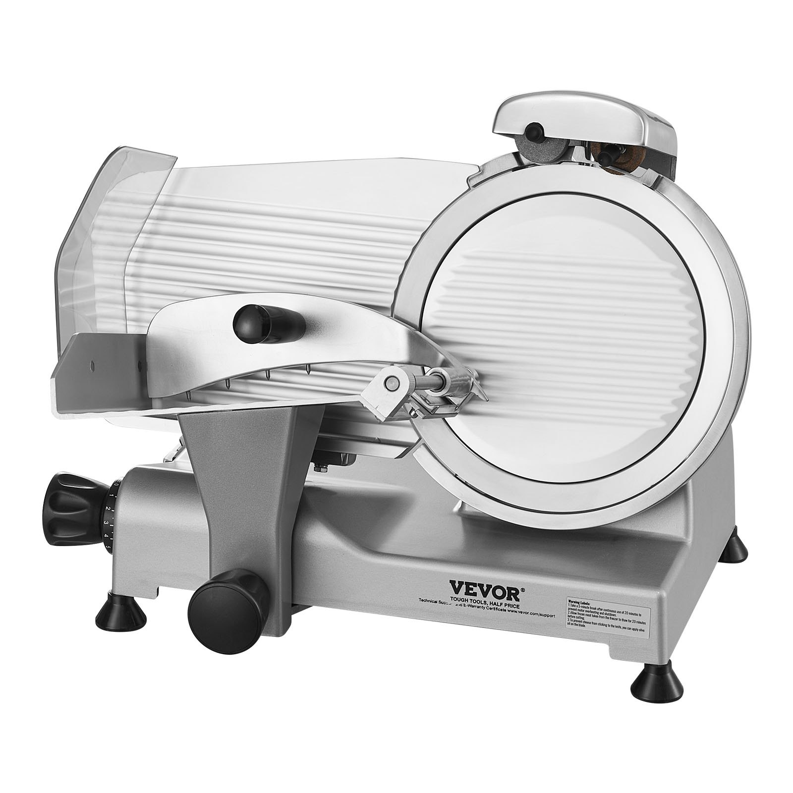 VEVOR Meat Slicer, 340W Electric Deli Food Slicer with 25.4 cm SUS420 Stainless Steel Blade and Built-in Sharpening Stone, 0-0.6 inch Adjustable Thickness for Commercial and Home Use, Cut Meat and Cheese