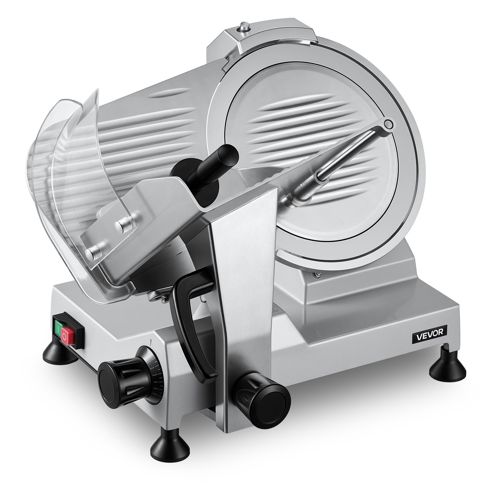 VEVOR Commercial Meat Slicer, 320W Electric Deli Food Slicer with 300mm Carbon Steel Blade, Built-In Sharpener & 0-15mm Adjustable Thickness for Frozen Meat, Ham, Baguett, Steak