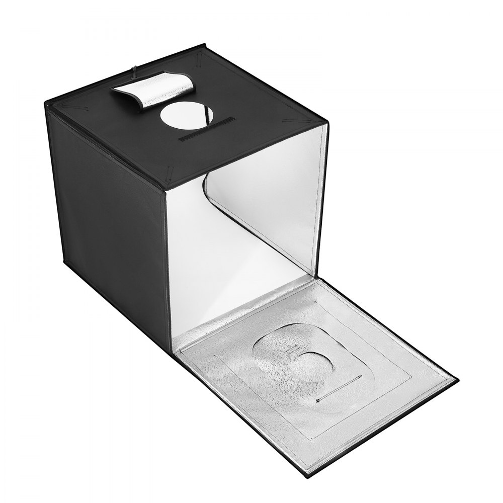 Caja de luz para estudio fotográfico VEVOR, 61 x 61 cm, 3000-5600 K, 3 temperaturas de color ajustables, kit de carpa para fotografía con 160 LED, 6 fondos, adaptador de corriente, tela suave, alto CRI ≥ 95 para fotografía de productos.