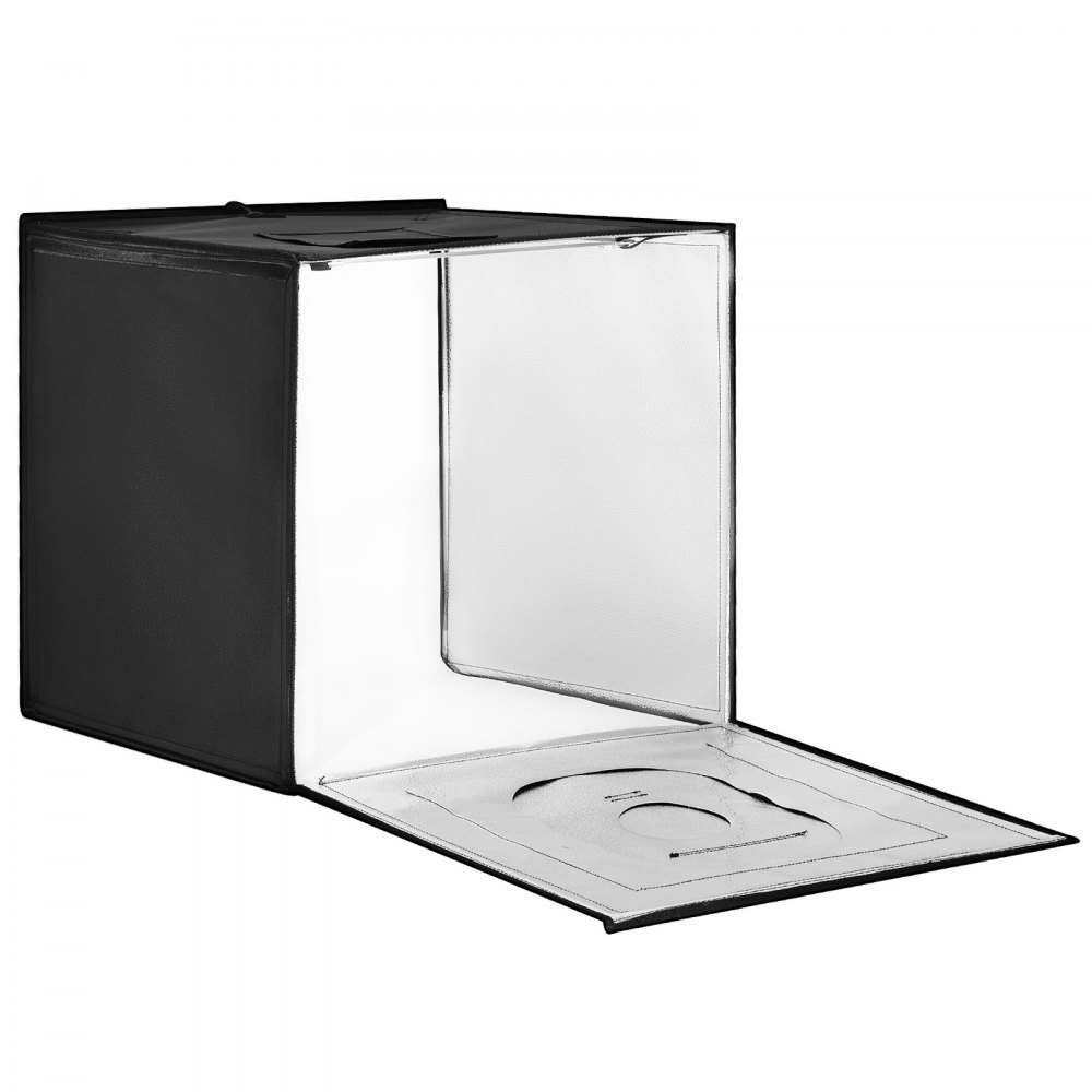 Caja de luz para estudio fotográfico VEVOR, 61 x 61 cm, 3000-5600 K, 3 temperaturas de color ajustables, kit de carpa para fotografía con 160 LED, 6 fondos, adaptador de corriente, tela suave, alto CRI ≥ 95 para fotografía de productos.