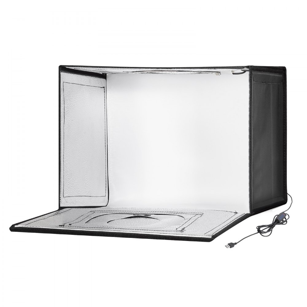 Caja de luz para estudio fotográfico VEVOR, 30,5 x 30,5 cm, 3000-5600 K, 3 temperaturas de color ajustables, kit profesional de tienda de fotografía con 120 LED, 6 fondos y tela de luz suave, alto CRI ≥ 95 para productos pequeños.