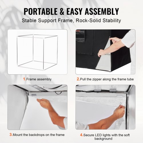 39x39 Inch Photo Studio Light Box – 210 LED Lights, 5600K, Adjustable Brightness, Power Adapter Included