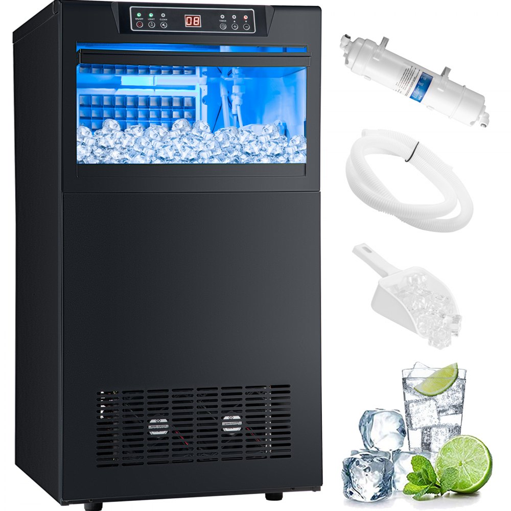 Vevor 121lb Commercial Ice Maker Built-in Ice Cube Maker Machine 50lb Storage
