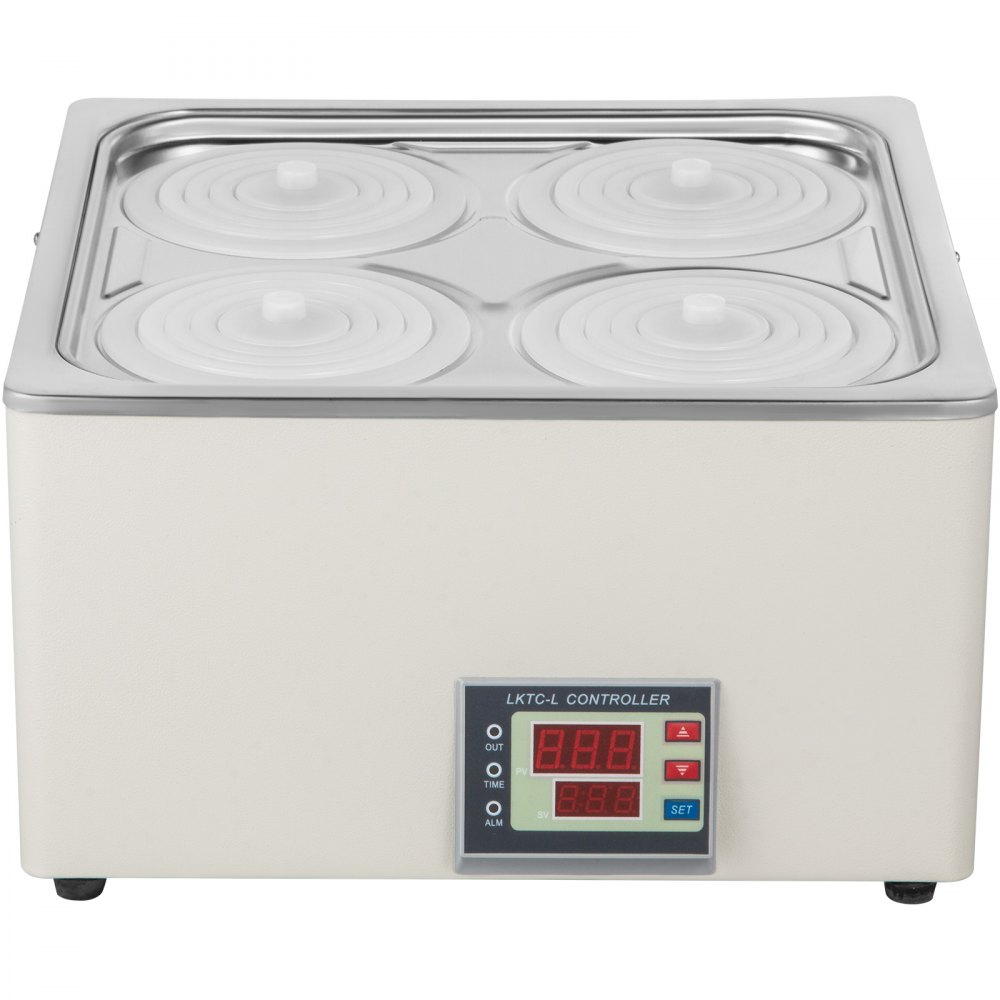 Baño de agua de laboratorio Termostático digital 800w Cuatro orificios 12l Acero inoxidable 99 ℃ Máx.