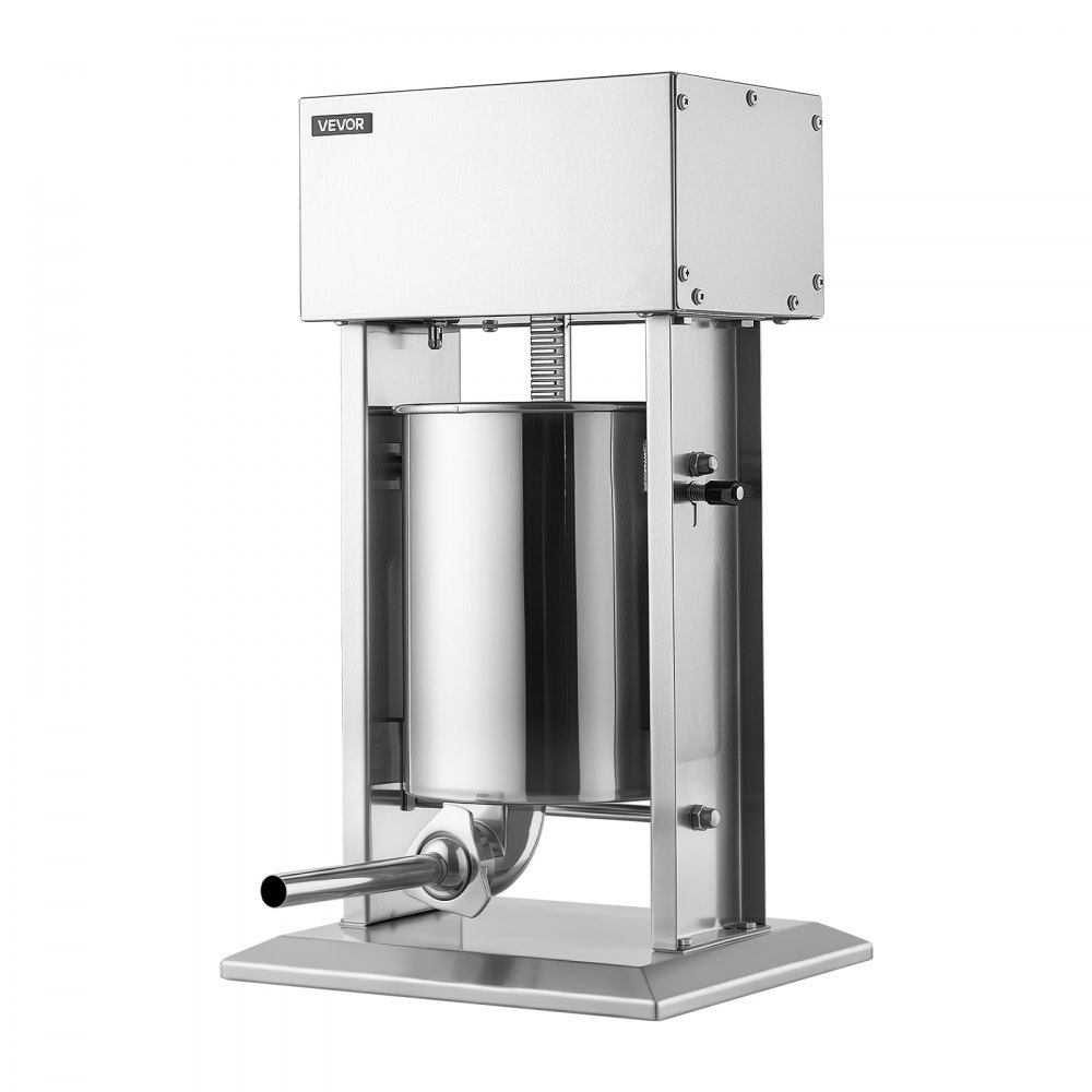 VEVOR Electric Sausage Stuffer 10L Vertical Meat Maker Stainless Steel, for Commercial Use, Stepless Speed Control Meat Stuffer, Sausage Filler Kit, 4 Filling Tubes & Foot Pedal, CE Approved