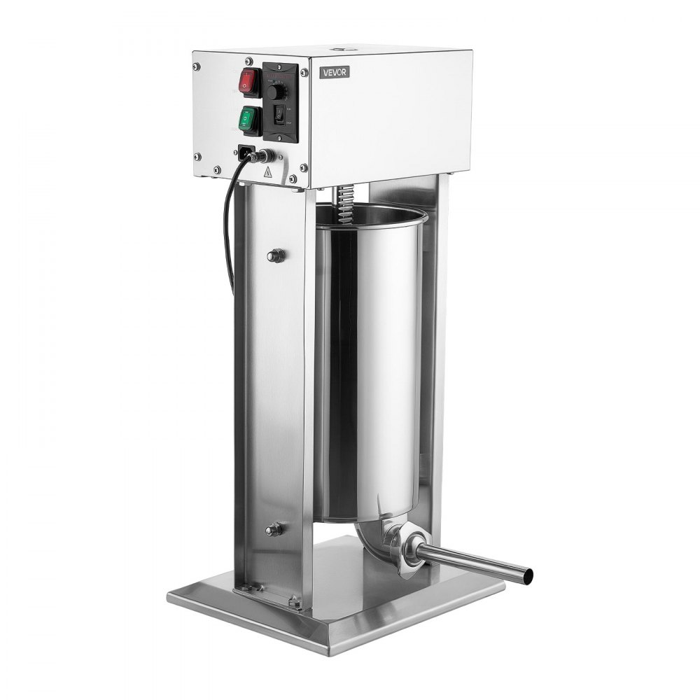 VEVOR Electric Sausage Stuffer 33 lbs Vertical Meat Maker Stainless Steel, for Commercial Use, Stepless Speed Control Meat Stuffer, Sausage Filler Kit, 4 Filling Tubes & Foot Pedal, ETL Approved