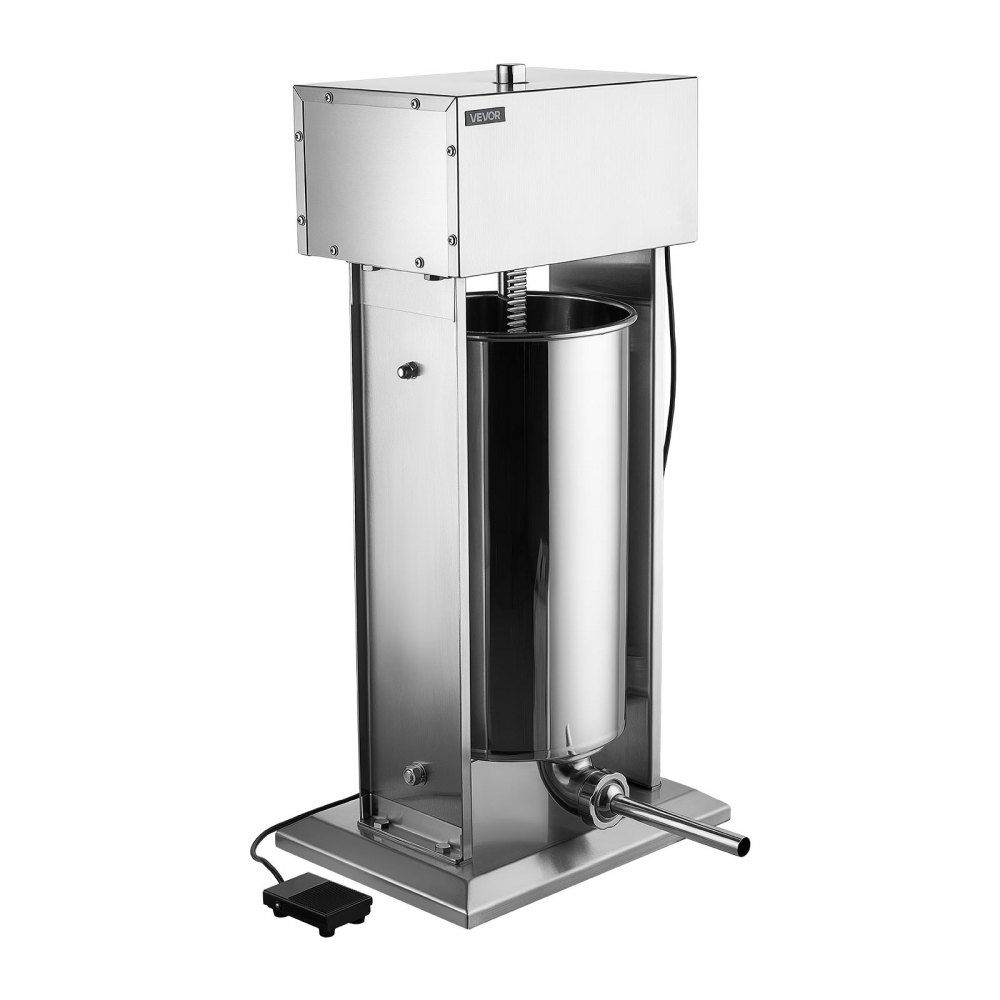 VEVOR Electric Sausage Stuffer 55 lbs Vertical Meat Maker Stainless Steel, for Commercial Use, Stepless Speed Control Meat Stuffer, Sausage Filler Kit, 4 Filling Tubes & Foot Pedal, ETL Approved