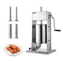 VEVOR Manual Sausage Stuffer 22 lbs/ 10L Vertical Meat Maker Stainless Steel, for Home Camping Outdoor Grill BBQ, Dual-Speed Meat Stuffer, Professional Heavy Duty Sausage Filler Kit, 4 Filling Tubes