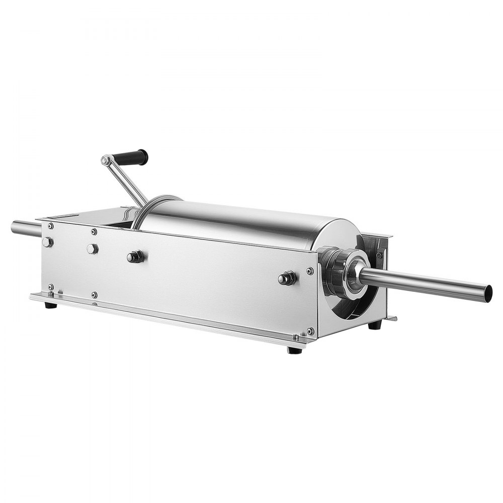 VEVOR Manual Sausage Stuffer 11 lbs/ 5L Horizontal Meat Maker Stainless Steel, for Home Camping Outdoor Grill BBQ, Dual-Speed Meat Stuffer, Professional Heavy Duty Sausage Filler Kit, 4 Filling Tubes
