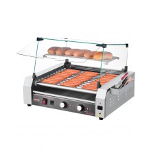 Electric 30 Hot Dog 11 Roller Commercial Grill Cooker Machine Cover 1600W